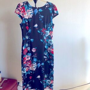 Betsey Johnson Black Floral Midi Dress